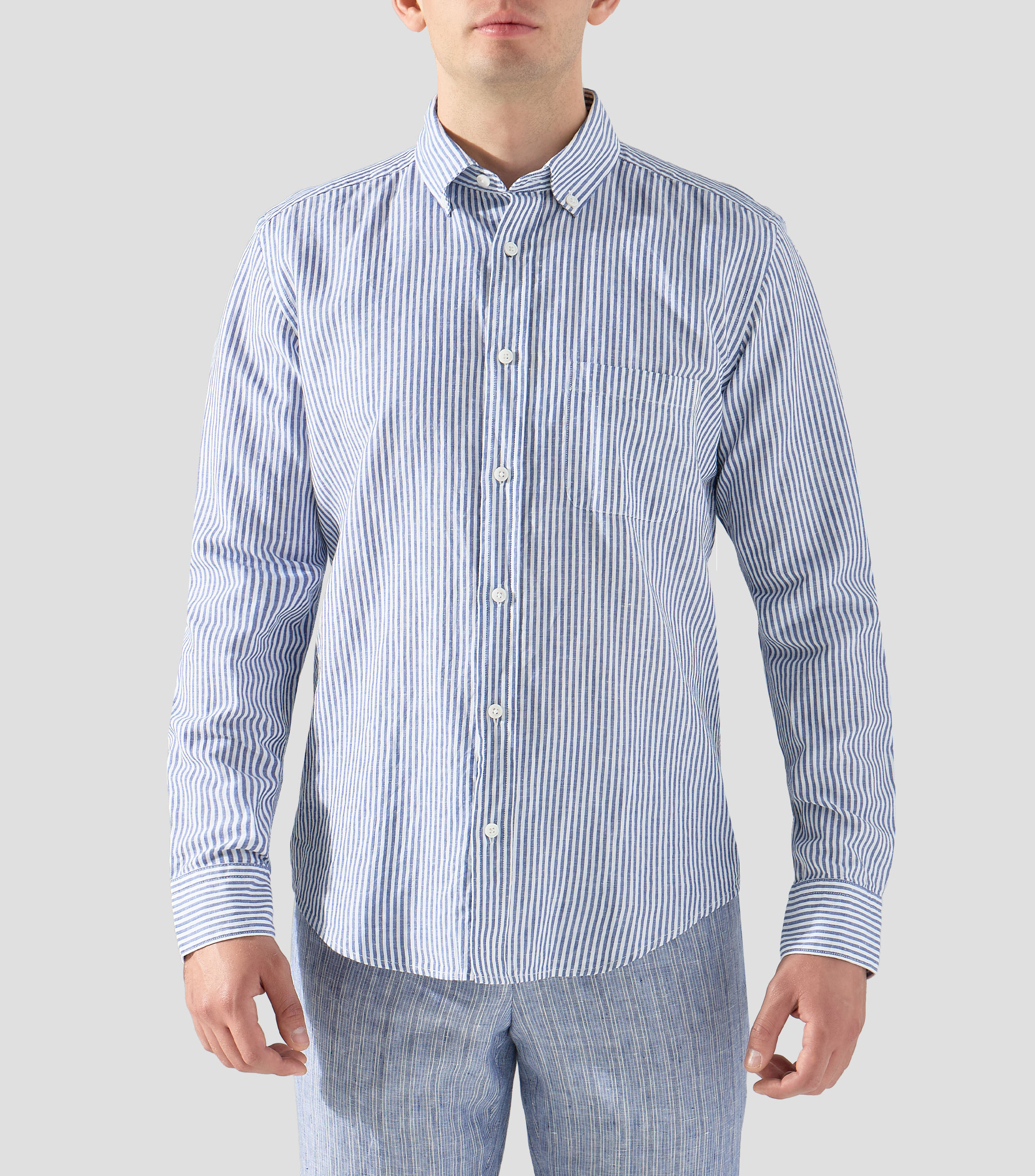 Camisa a rayas manga larga Hombre